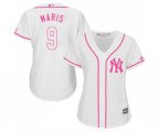 Women's New York Yankees #9 Roger Maris Authentic White Fashion Cool Base Baseball Jersey