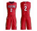 New Orleans Pelicans #2 Lonzo Ball Swingman Red Basketball Suit Jersey Statement Edition