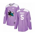 San Jose Sharks #5 Dalton Prout Authentic Purple Fights Cancer Practice Hockey Jersey