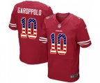 San Francisco 49ers #10 Jimmy Garoppolo Elite Red Home USA Flag Fashion Football Jersey
