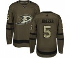 Anaheim Ducks #5 Korbinian Holzer Authentic Green Salute to Service Hockey Jersey