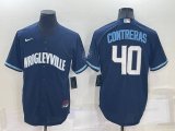 Chicago Cubs #40 Willson Contreras Navy City Connect Cool Base Stitched Jersey