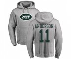 New York Jets #11 Robby Anderson Ash Name & Number Logo Pullover Hoodie