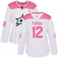 Women's Dallas Stars #12 Radek Faksa Authentic White Pink Fashion NHL Jersey