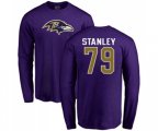 Baltimore Ravens #79 Ronnie Stanley Purple Name & Number Logo Long Sleeve T-Shirt