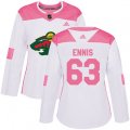 Women's Minnesota Wild #63 Tyler Ennis Authentic White Pink Fashion NHL Jersey