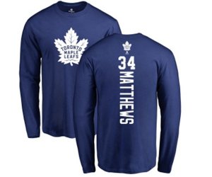 Toronto Maple Leafs #34 Auston Matthews Royal Blue Backer Long Sleeve T-Shirt