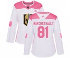 Women Vegas Golden Knights #81 Jonathan Marchessault Authentic White Pink Fashion NHL Jersey