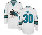 Reebok San Jose Sharks #30 Aaron Dell Authentic White Away NHL Jersey