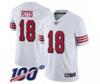 San Francisco 49ers #18 Dante Pettis Limited White Rush Vapor Untouchable 100th Season Football Jersey