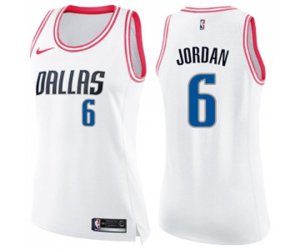 Women\'s Dallas Mavericks #6 DeAndre Jordan Swingman White Pink Fashion Basketball Jersey