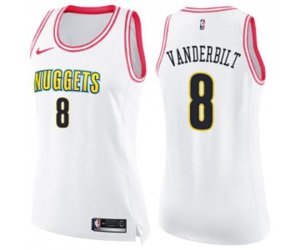 Women\'s Denver Nuggets #8 Jarred Vanderbilt Swingman White Pink Fashion Basketball Jersey