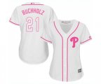 Women's Philadelphia Phillies #21 Clay Buchholz Authentic White Fashion Cool Base Baseball Jersey