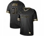 Miami Marlins #31 Jeff Locke Authentic Black Gold Fashion Baseball Jersey