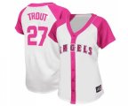 Women's Los Angeles Angels of Anaheim #27 Mike Trout Replica White Pink Splash Fashion Baseball Jersey