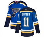 St. Louis Blues #11 Brian Sutter Authentic Royal Blue Home NHL Jersey