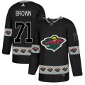 Minnesota Wild #71 J.T. Brown Authentic Black Team Logo Fashion NHL Jersey