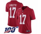 New York Giants #17 Kyle Lauletta Red Limited Red Inverted Legend 100th Season Football Jersey