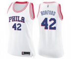 Women's Philadelphia 76ers #42 Al Horford Swingman White Pink Fashion Basketball Jersey