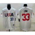 USA Baseball #33 Lance Lynn Number 2023 White World Baseball Classic Stitched Jersey