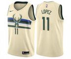 Milwaukee Bucks #11 Brook Lopez Authentic Cream NBA Jersey - City Edition
