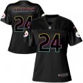Women's Nike Pittsburgh Steelers #24 Coty Sensabaugh Game Black Fashion NFL Jersey