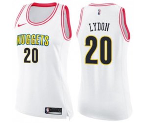 Women\'s Denver Nuggets #20 Tyler Lydon Swingman White Pink Fashion Basketball Jersey