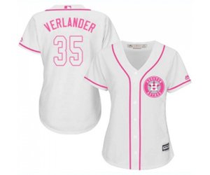 Women\'s Houston Astros #35 Justin Verlander Authentic White Fashion Cool Base Baseball Jersey