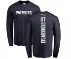 New England Patriots #87 Rob Gronkowski Navy Blue Backer Long Sleeve T-Shirt