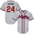 Atlanta Braves #24 Kurt Suzuki Replica Grey Road Cool Base MLB Jersey