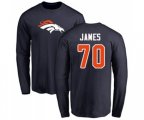 Denver Broncos #70 Ja'Wuan James Navy Blue Name & Number Logo Long Sleeve T-Shirt