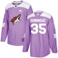 Arizona Coyotes #35 Louis Domingue Authentic Purple Fights Cancer Practice NHL Jersey