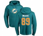 Miami Dolphins #89 Nat Moore Aqua Green Name & Number Logo Pullover Hoodie