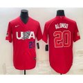 USA Baseball #20 Pete Alonso Number 2023 Red World Classic Stitched Jersey1