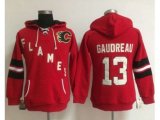 Women Calgary Flames #13 Johnny Gaudreau Red Old Time Heidi NHL Hoodie