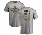 New Orleans Saints #51 Sam Mills Ash Name & Number Logo T-Shirt