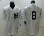 New York Yankees #8 Yogi Berra White No Name Stitched MLB Nike Cool Base Throwback Jersey