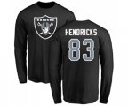 Oakland Raiders #83 Ted Hendricks Black Name & Number Logo Long Sleeve T-Shirt
