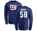 New York Giants #58 Tae Davis Royal Blue Name & Number Logo Long Sleeve T-Shirt