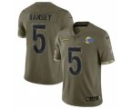 Los Angeles Rams #5 Jalen Ramsey 2022 Olive Salute To Service Limited Stitched Jersey