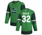 Los Angeles Kings #32 Jonathan Quick 2020 St. Patrick's Day Stitched Hockey Jersey Green