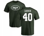 New York Jets #40 Trenton Cannon Green Name & Number Logo T-Shirt