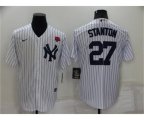 New York Yankees #27 Giancarlo Stanton White Cool Base Stitched Rose Baseball Jersey