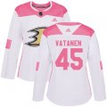 Anaheim Ducks #45 Sami Vatanen Authentic White Pink Fashion NHL Jersey