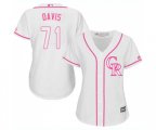 Women's Colorado Rockies #71 Wade Davis Authentic White Fashion Cool Base Baseball Jersey