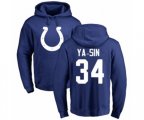 Indianapolis Colts #34 Rock Ya-Sin Royal Blue Name & Number Logo Pullover Hoodie