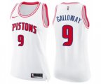 Women's Detroit Pistons #9 Langston Galloway Swingman White Pink Fashion Basketball Jersey