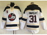 Winnipeg Jets #31 Ondrej Pavelec White Sawyer Hooded Sweatshirt Stitched NHL Jersey