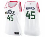 Women's Utah Jazz #45 Donovan Mitchell Swingman White Pink Fashion Basketball Jersey