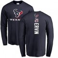 Houston Texans #21 Tyler Ervin Navy Blue Backer Long Sleeve T-Shirt